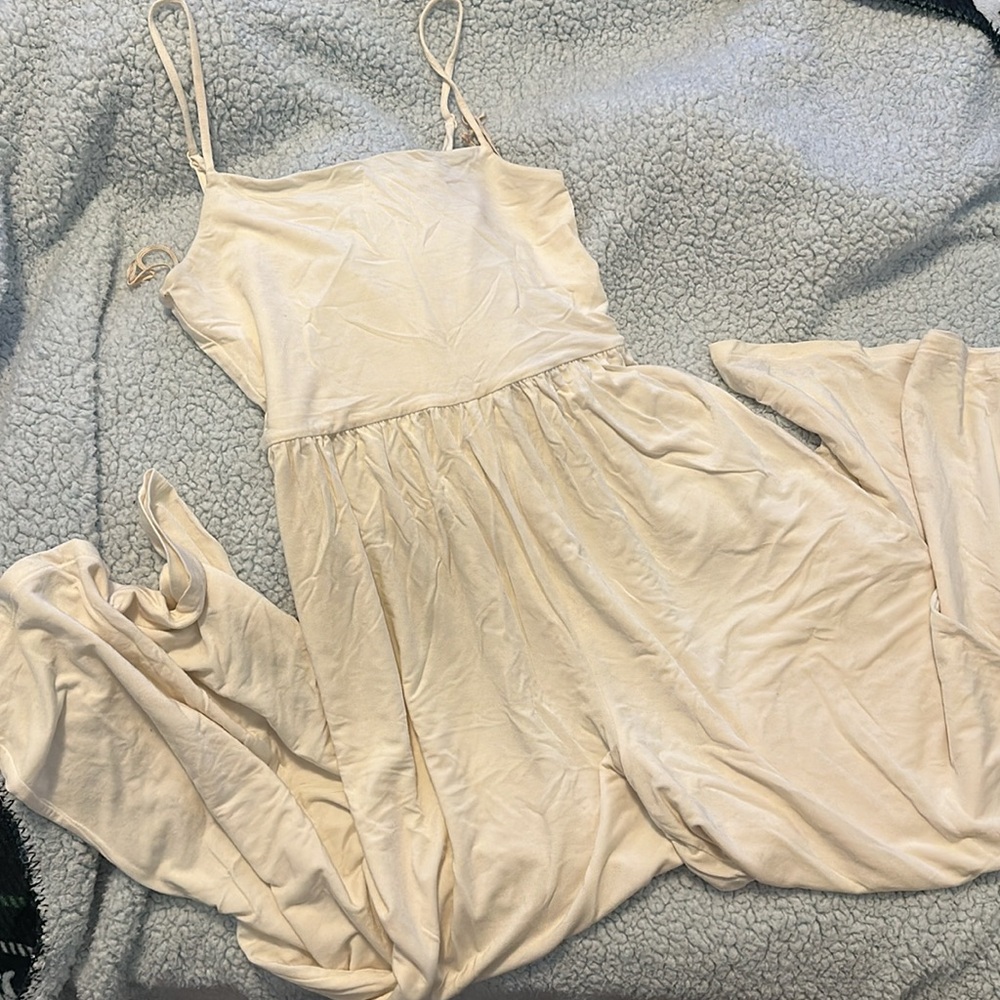 🤍 Aritzia Market Jumpsuit Light Birch White Cream Wide Leg Flare Sold Out Viral